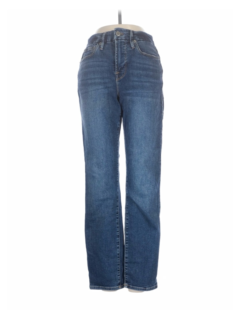 Good American Mid-Blue Straight Leg Jeans